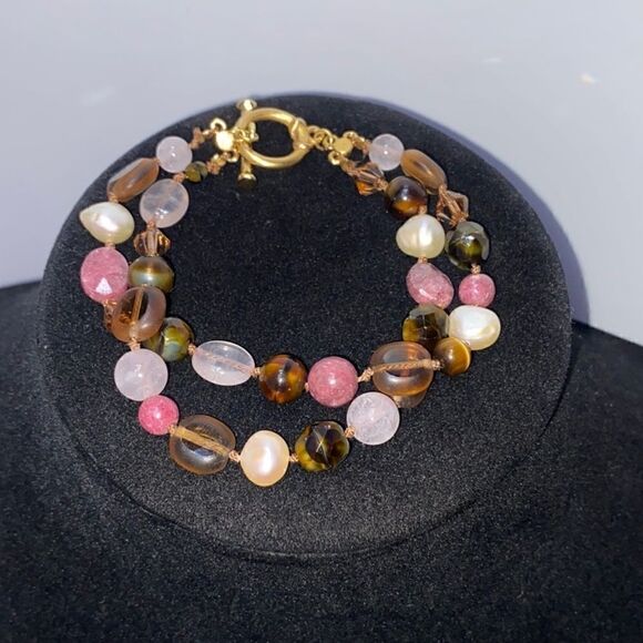 Genuine Stones and Pearls Bracelet - Picture 1 of 1